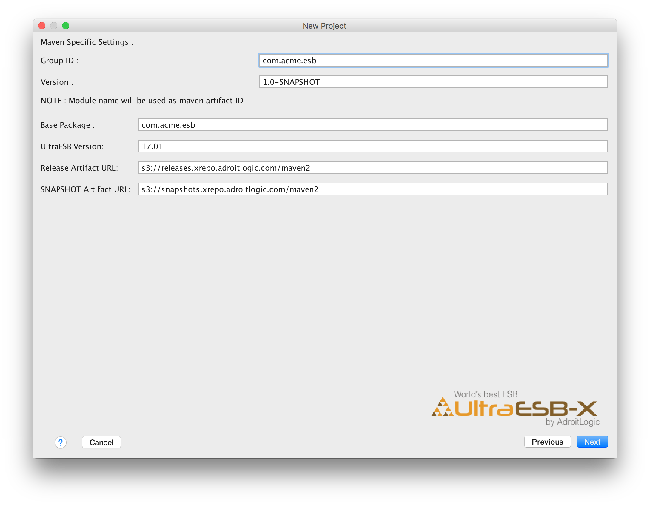 project info screenshot