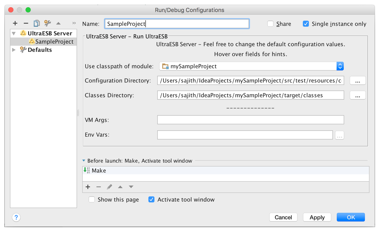 run configuration